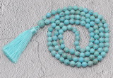 GMN661 Hand-knotted 8mm, 10mm white howlite 108 beads mala necklaces with tassel