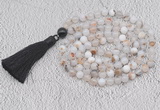 GMN666 Hand-knotted 8mm, 10mm montana agate 108 beads mala necklaces with tassel