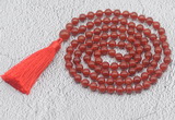 GMN679 Hand-knotted 8mm, 10mm red agate 108 beads mala necklaces with tassel