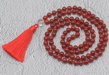 GMN680 Hand-knotted 8mm, 10mm red agate 108 beads mala necklaces with tassel