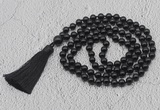 GMN681 Hand-knotted 8mm, 10mm black onyx 108 beads mala necklaces with tassel