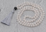 GMN683 Hand-knotted 8mm, 10mm Tibetan agate 108 beads mala necklaces with tassel