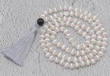 GMN684 Hand-knotted 8mm, 10mm Tibetan agate 108 beads mala necklaces with tassel