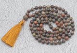 GMN692 Hand-knotted 8mm, 10mm ocean agate 108 beads mala necklaces with tassel