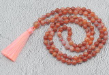 GMN694 Hand-knotted 8mm, 10mm fire agate 108 beads mala necklaces with tassel