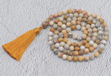 GMN697 Hand-knotted 8mm, 10mm crazy lace agate 108 beads mala necklaces with tassel