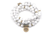 GMN7001 8mm matte white howlite 108 mala beads wrap bracelet necklaces