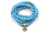 GMN7002 8mm imitation turquoise 108 mala beads wrap bracelet necklaces