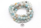 GMN7003 8mm amazonite 108 mala beads wrap bracelet necklace