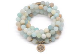 GMN7004 8mm matte amazonite 108 mala beads wrap bracelet necklace