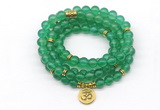 GMN7007 8mm green agate 108 mala beads wrap bracelet necklace