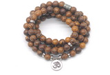 GMN7023 8mm elephant skin jasper 108 mala beads wrap bracelet necklace