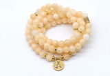 GMN7027 8mm honey jade 108 mala beads wrap bracelet necklace