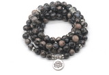 GMN7031 8mm grey opal 108 mala beads wrap bracelet necklace