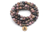 GMN7032 8mm rhodonite 108 mala beads wrap bracelet necklace