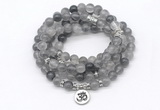 GMN7037 8mm cloudy quartz 108 mala beads wrap bracelet necklace