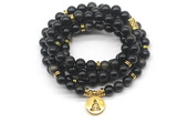 GMN7041 8mm golden obsidian 108 mala beads wrap bracelet necklace