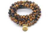 GMN7042 8mm yellow tiger eye 108 mala beads wrap bracelet necklace