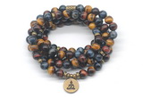 GMN7044 8mm colorful tiger eye 108 mala beads wrap bracelet necklace