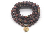 GMN7046 8mm matte red tiger eye 108 mala beads wrap bracelet necklace