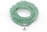 GMN7052 8mm green aventurine 108 mala beads wrap bracelet necklaces