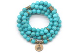 GMN7054 8mm turquoise 108 mala beads wrap bracelet necklaces