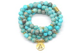 GMN7055 8mm blue sea sediment jasper 108 mala beads wrap bracelet necklaces