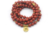 GMN7059 8mm red jasper 108 mala beads wrap bracelet necklaces