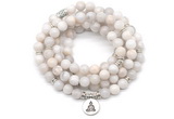 GMN7063 8mm white crazy lace agate 108 mala beads wrap bracelet necklaces