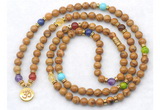 GMN7096 7 Chakra 8mm wooden jasper 108 mala beads wrap bracelet necklaces