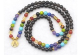 GMN7108 7 Chakra 8mm smoky quartz 108 mala beads wrap bracelet necklaces