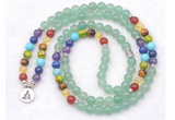 GMN7110 7 Chakra 8mm green aventurine 108 mala beads wrap bracelet necklaces