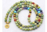 GMN7123 7 Chakra 8mm australia chrysoprase 108 mala beads wrap bracelet necklaces