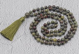 GMN716 Hand-knotted 8mm, 10mm dragon blood jasper 108 beads mala necklaces with tassel