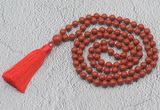 GMN719 Hand-knotted 8mm, 10mm red jasper 108 beads mala necklaces with tassel