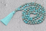 GMN720 Hand-knotted 8mm, 10mm sea sediment jasper 108 beads mala necklaces with tassel