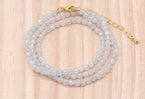 GMN7200 4mm faceted round tiny white jade beaded necklace jewelry