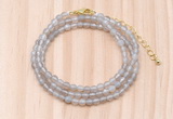 GMN7201 4mm faceted round tiny grey agate beaded necklace jewelry