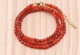 GMN7202 4mm faceted round tiny red agate beaded necklace jewelry