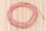 GMN7206 4mm faceted round tiny cherry quartz beaded necklace jewelry