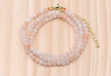 GMN7207 4mm faceted round tiny pink aventurine beaded necklace jewelry