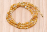 GMN7208 4mm faceted round tiny yellow aventurine beaded necklace jewelry