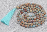 GMN721 Hand-knotted 8mm, 10mm serpentine jasper 108 beads mala necklaces with tassel