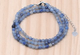 GMN7210 4mm faceted round tiny blue aventurine beaded necklace jewelry