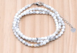 GMN7211 4mm faceted round tiny white howlite beaded necklace jewelry