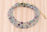 GMN7214 4mm faceted round tiny fluorite beaded necklace jewelry