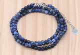 GMN7217 4mm faceted round tiny sodalite beaded necklace jewelry