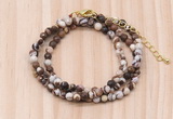 GMN7228 4mm faceted round tiny brown zebra jasper beaded necklace jewelry