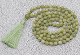 GMN723 Hand-knotted 8mm, 10mm China jade 108 beads mala necklaces with tassel