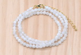 GMN7251 4mm faceted round tiny white moonstone beaded necklace jewelry